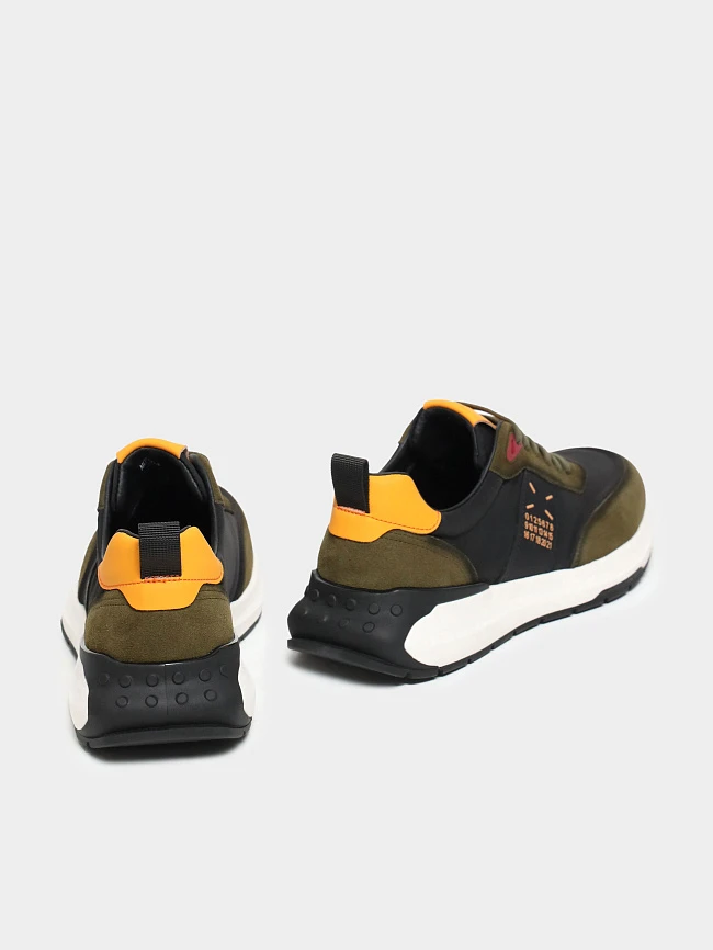 Кроссовки мужские демисезонные, цвет хаки, натуральный спилок/текстиль/натуральная кожа M03104 | 4