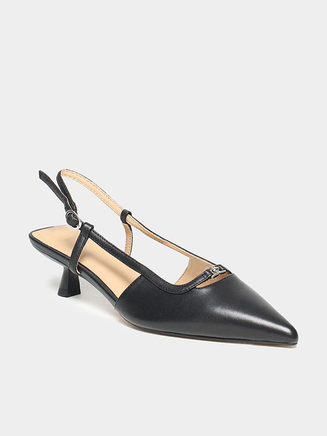 Туфли женские летние, цвет черный, натуральная кожа 17VC573 | 2