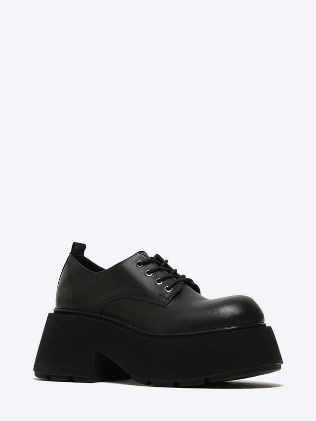 Полуботинки женские всесезонные, цвет черный, натуральная кожа 887061 | 1