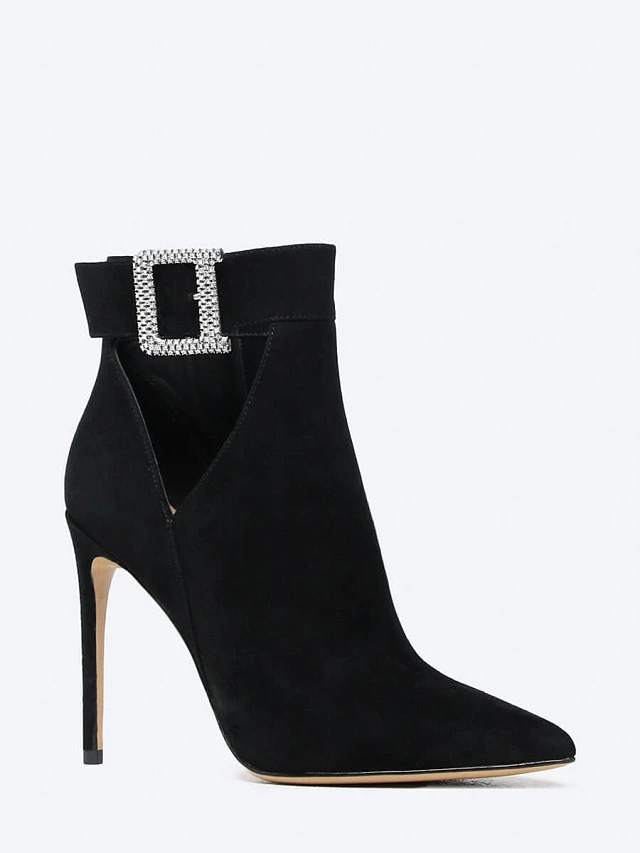 Ботильоны женские демисезонные, цвет черный, натуральный велюр 495989 | 1