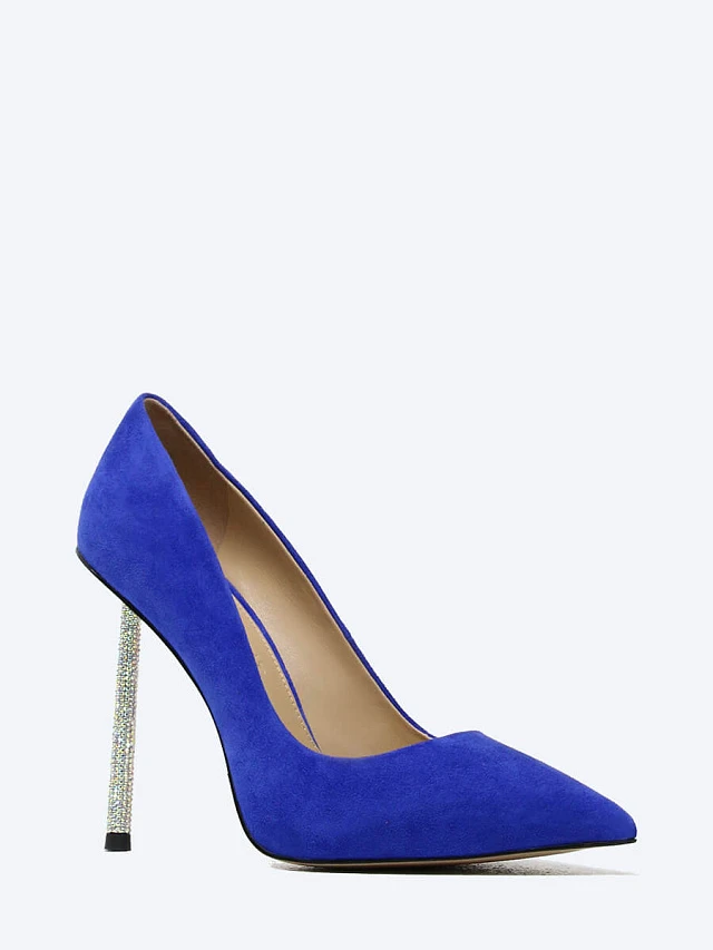 Туфли женские всесезонные, цвет синий, натуральный велюр 496089 | 1