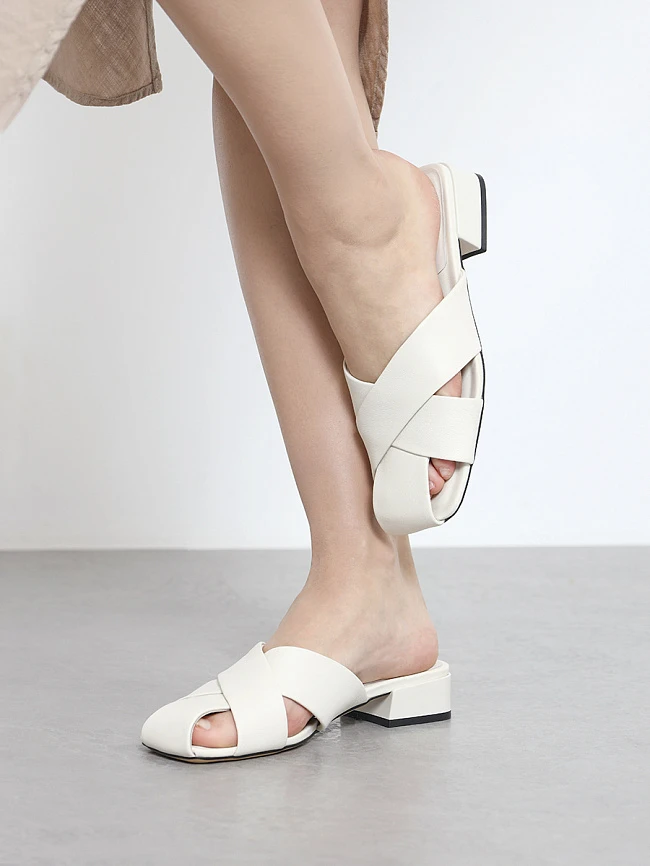 Сабо женские летние, цвет молочный, натуральная кожа и полимерные материалы 7210125 | 9