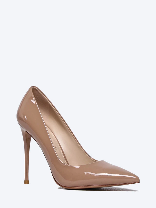 Туфли женские всесезонные, цвет бежевый, натуральная лаковая кожа 496760 | 1