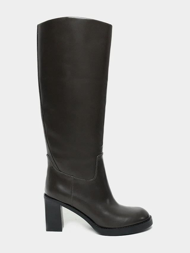 Сапоги женские демисезонные, цвет серый, натуральная кожа 1494606 | 1