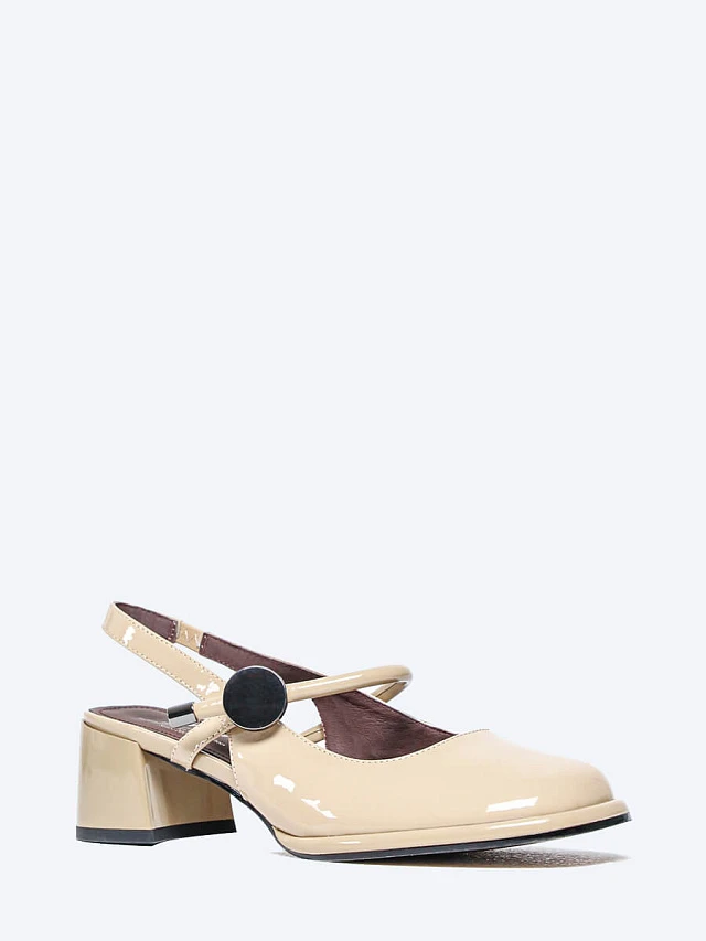 Туфли женские летние, цвет бежевый, натуральная лаковая кожа 17VC280 | 1