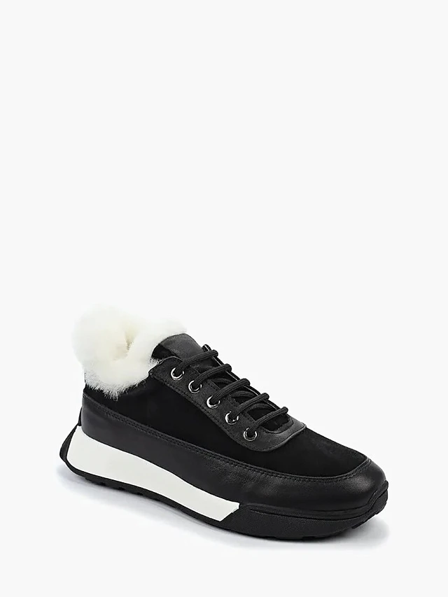 Кроссовки женские зимние, цвет черный, натуральная кожа 136599M | 1