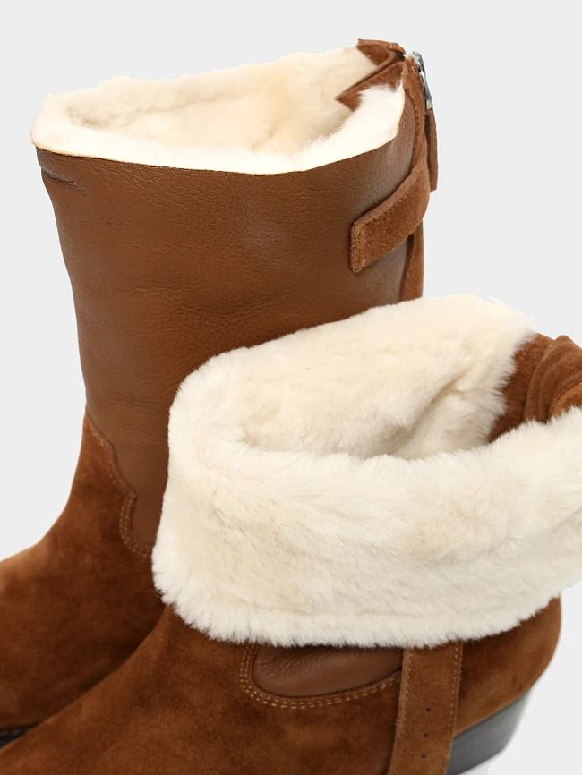 Полусапоги женские зимние, цвет рыжий, натуральный спилок 1731192M | 6
