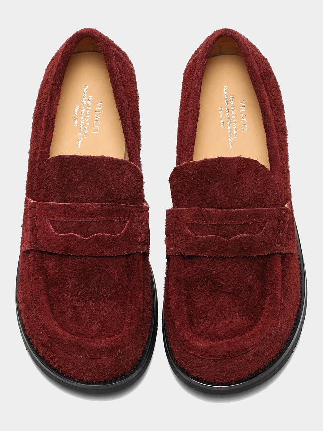 Лоферы женские всесезонные, цвет бордовый, натуральный спилок 7210407 | 5