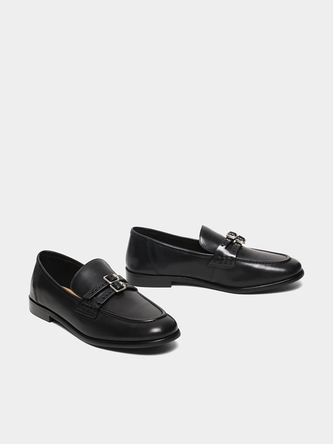 Лоферы женские всесезонные, цвет черный, натуральная кожа 7990200 | 3