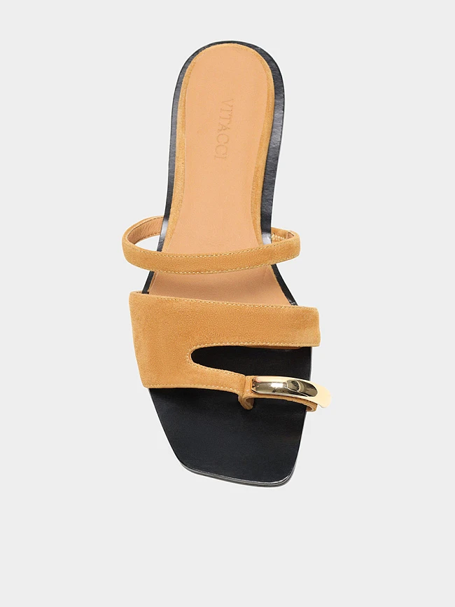 Сабо женские летние, цвет песочный, натуральный велюр 7210504 | 4