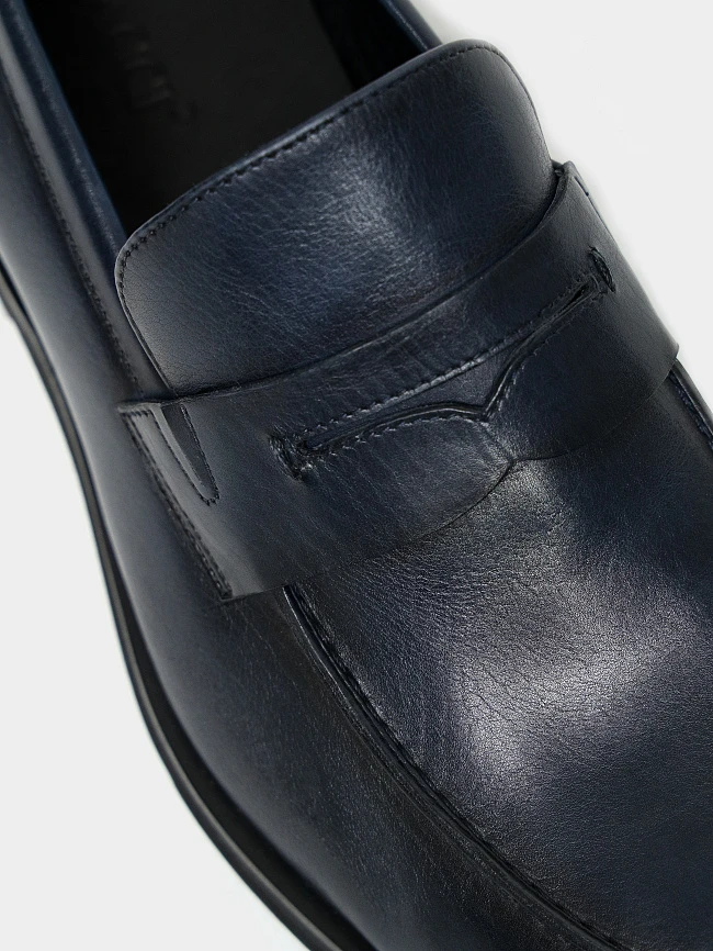 Лоферы мужские всесезонные, цвет синий, натуральная кожа M1023148 | 5