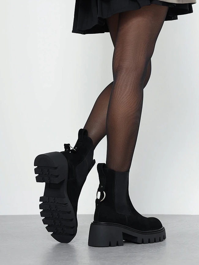 Полусапоги женские демисезонные, цвет черный, натуральный спилок 136886 | 11