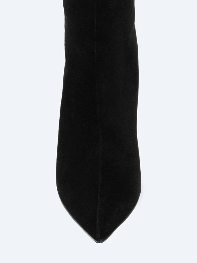 Ботфорты женские демисезонные, цвет черный, натуральный велюр 497244 | 4