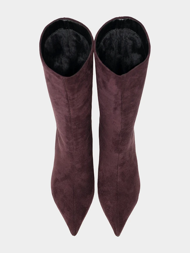 Полусапоги женские демисезонные, цвет бордовый, искусственный велюр 6550313 | 5