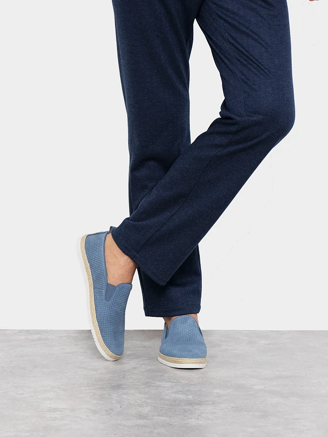 Слипоны мужские демисезон; лето;, цвет голубой, натуральный спилок M801332 | 7