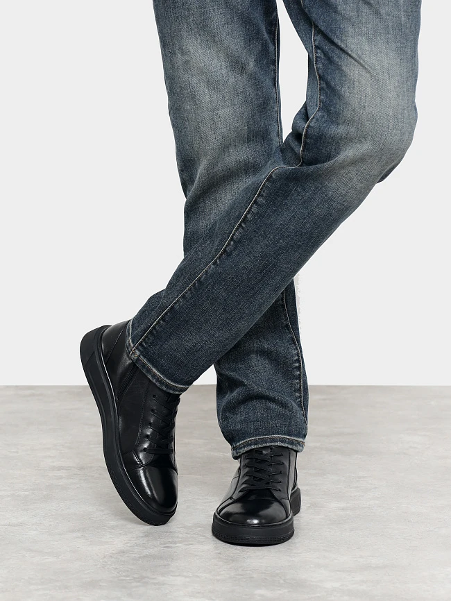 Кеды мужские демисезонные, цвет черный, натуральная кожа M254243 | 9