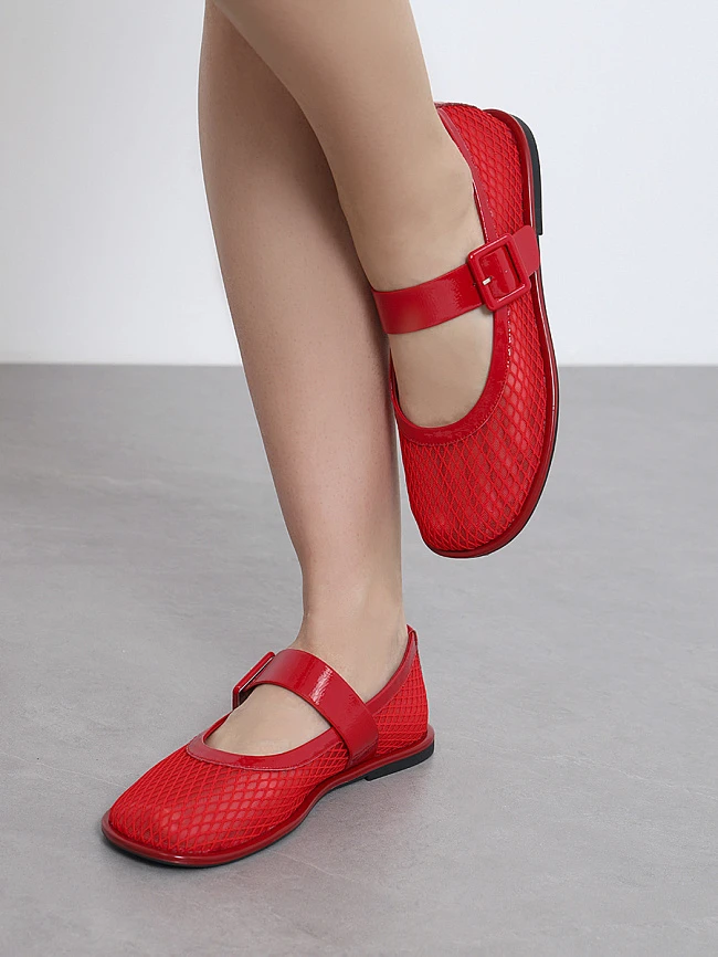 Балетки женские летние, цвет красный, текстиль/натуральная кожа и полимерные материалы 1849720 | 9