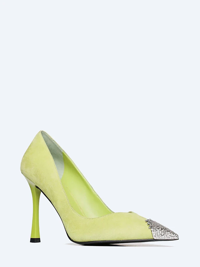 Туфли женские всесезонные, цвет салатовый, натуральный велюр 1492455 | 1