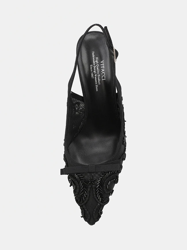 Туфли женские летние, цвет черный, текстиль 6550207 | 5