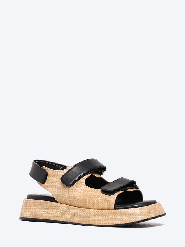 Сандалии женские летние, цвет черный, текстиль/натуральная кожа 1821214 | 1