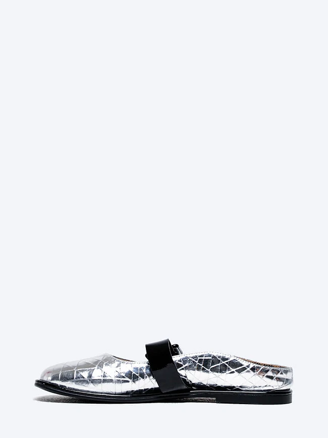 Балетки женские всесезонные, цвет серебряный, натуральная кожа/натуральная лаковая кожа 1849852 | 4