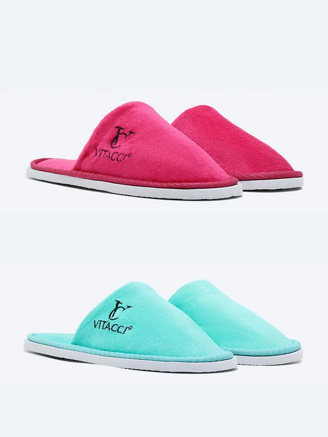 Тапочки домашние унисекс для дома, цвет фуксия, текстиль SLIP06 | 1