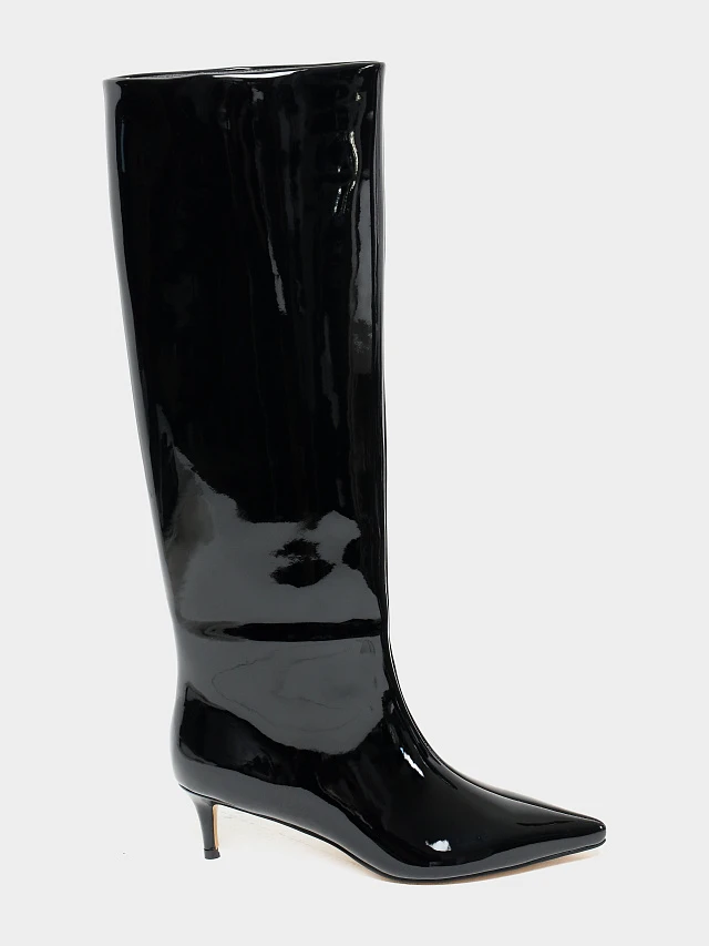 Сапоги женские демисезонные, цвет черный, натуральная лаковая кожа 6550311 | 1