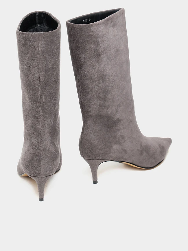 Полусапоги женские демисезонные, цвет серый, искусственный велюр 6550312 | 4