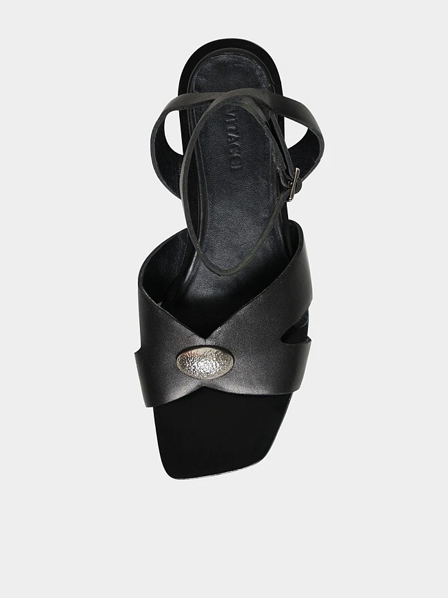 Сандалии женские летние, цвет черный, натуральная кожа 7210500 | 4