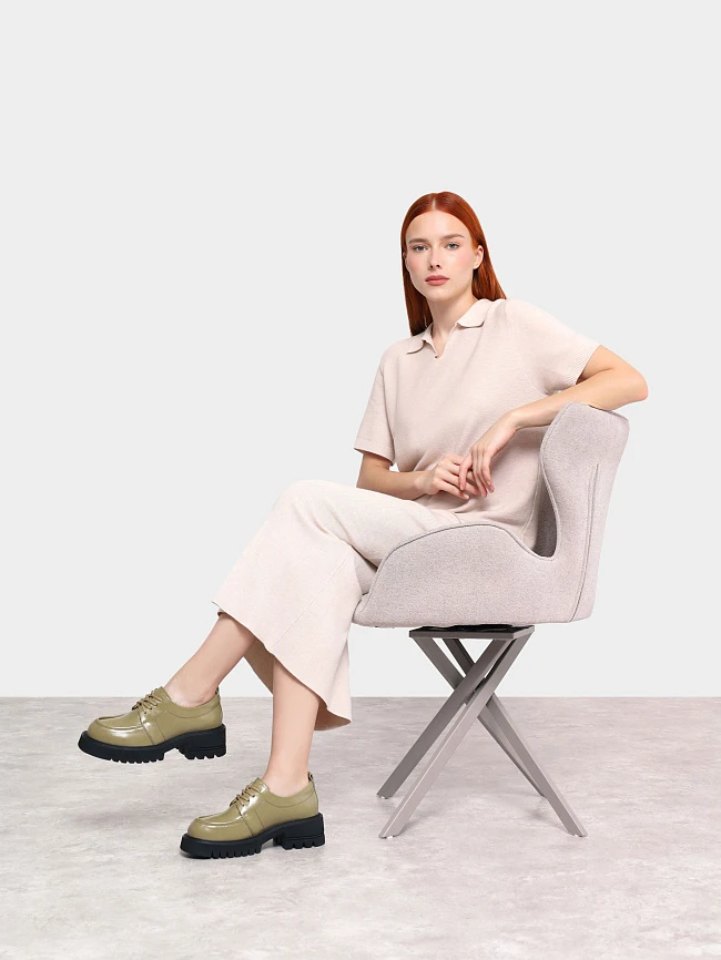 Полуботинки женские всесезонные, цвет хаки, натуральная кожа 1820163 | 12