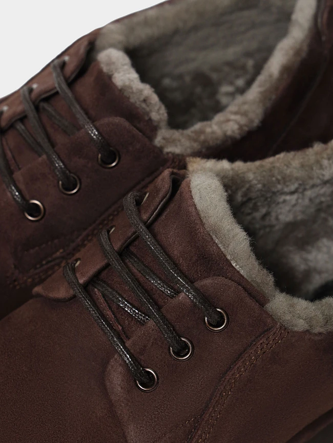 Полуботинки мужские зимние, цвет коричневый, натуральный велюр M262016M | 6