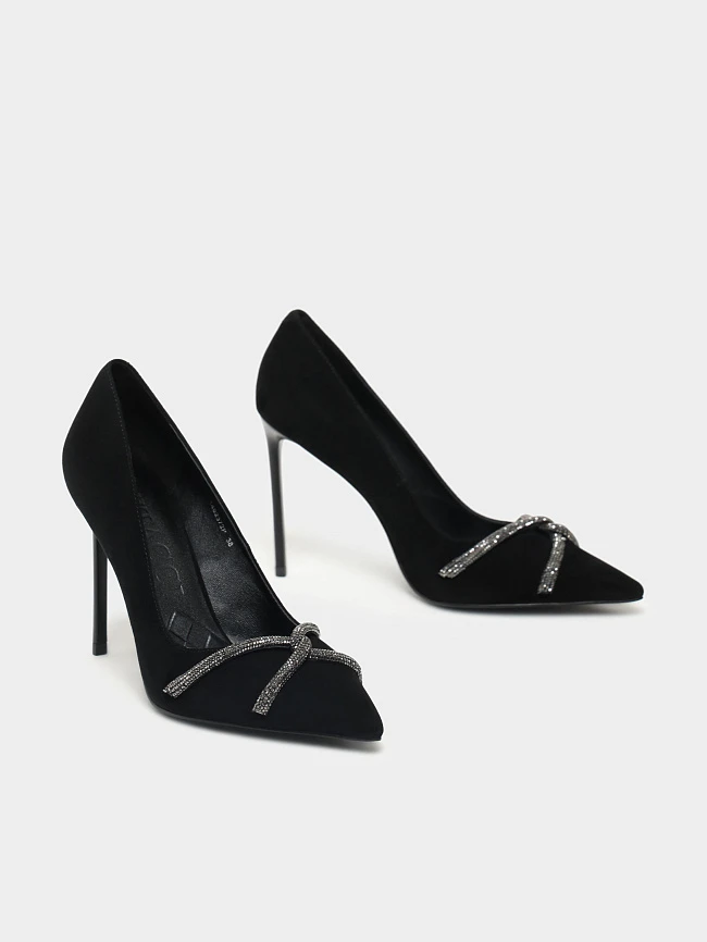 Туфли женские всесезонные, цвет черный, натуральный велюр 1492372P | 3