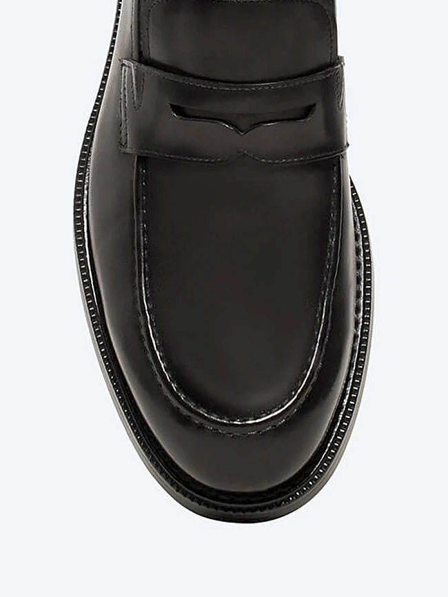 Лоферы мужские всесезонные, цвет черный, натуральная кожа M1022917 | 4