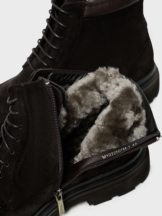 Ботинки мужские зимние, цвет коричневый, натуральный спилок M1022507M | 5