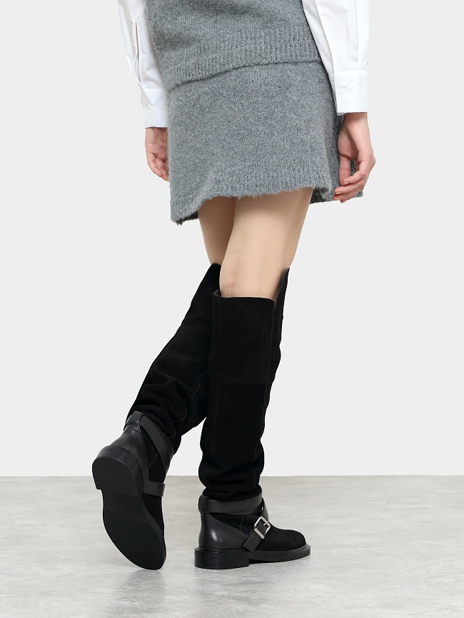 Ботфорты женские демисезонные, цвет коричневый, натуральный спилок/натуральная кожа 1494804 | 8