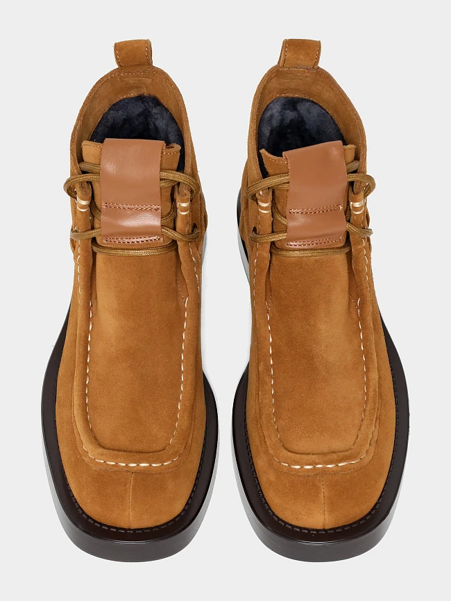 Ботинки женские зимние, цвет рыжий, натуральный спилок 1731194M | 5