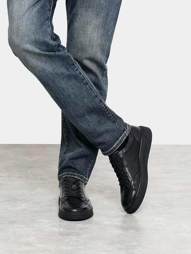 Кроссовки мужские демисезонные, цвет черный, натуральная кожа M254236 | 9