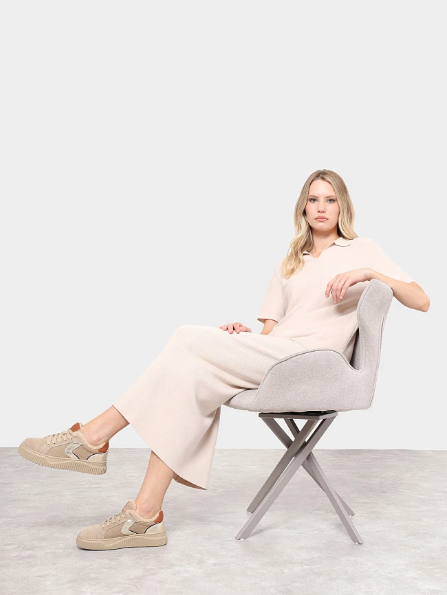 Кеды женские зимние, цвет бежевый, натуральный спилок/текстиль/искусственный мех 5270009M-1 | 12