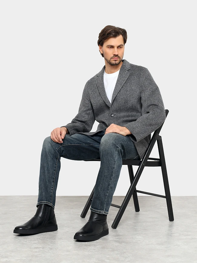 Полусапоги мужские зимние, цвет черный, натуральная кожа M254259M | 11