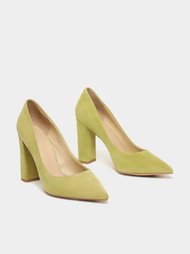 Туфли женские всесезонные, цвет салатовый, натуральный велюр 494534 | 3