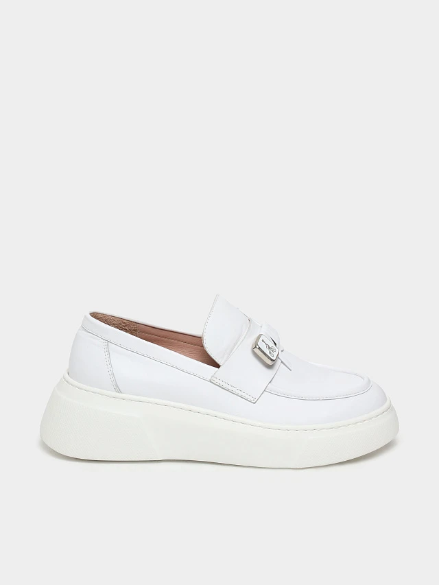 Лоферы женские всесезонные, цвет белый, натуральная кожа 136453 | 1