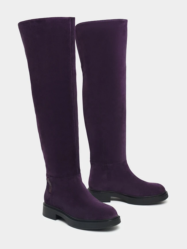 Ботфорты женские зимние, цвет бордовый, натуральный спилок 1730218M | 3