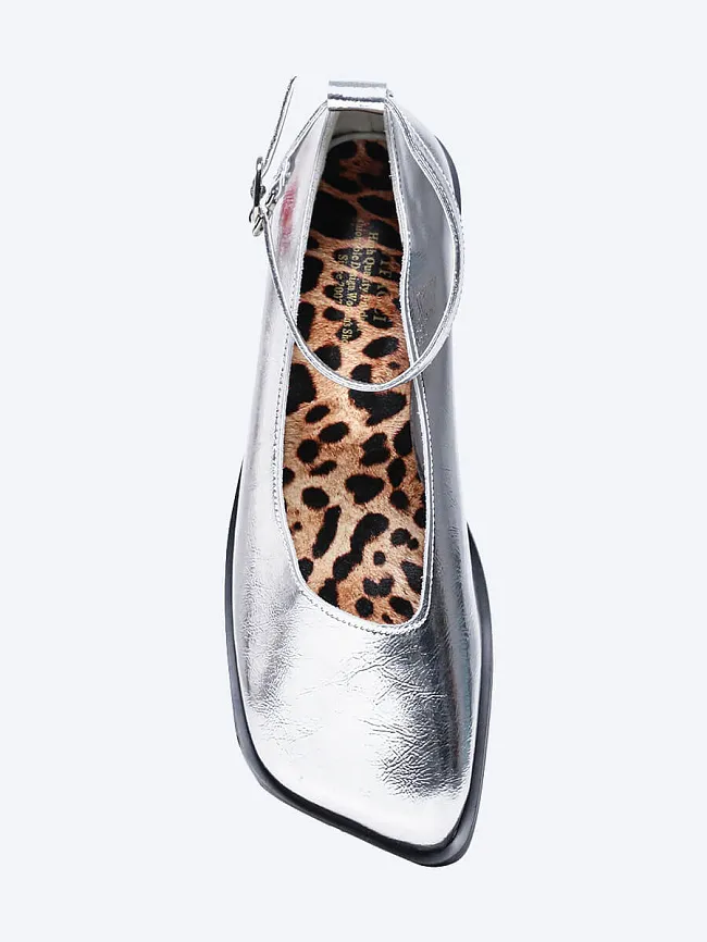 Балетки женские всесезонные, цвет серебряный, натуральная кожа и полимерные материалы 1849716 | 4