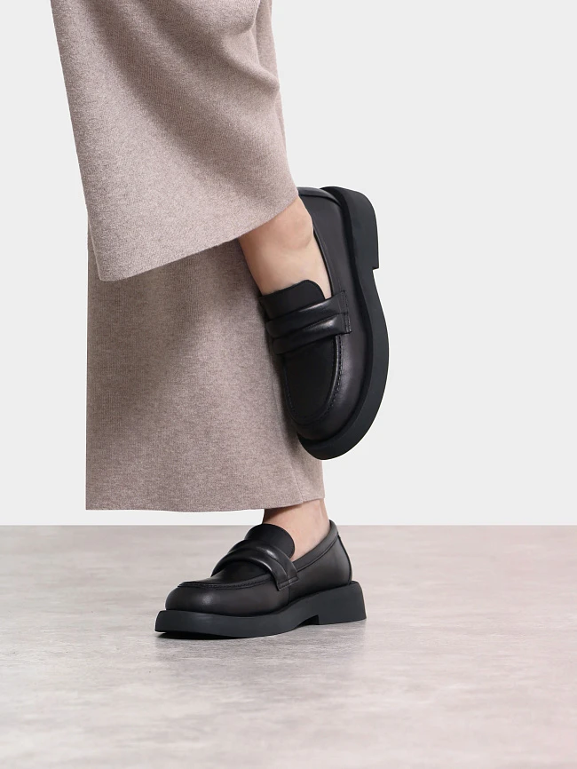 Лоферы женские всесезонные, цвет черный, натуральная кожа 1221263 | 10