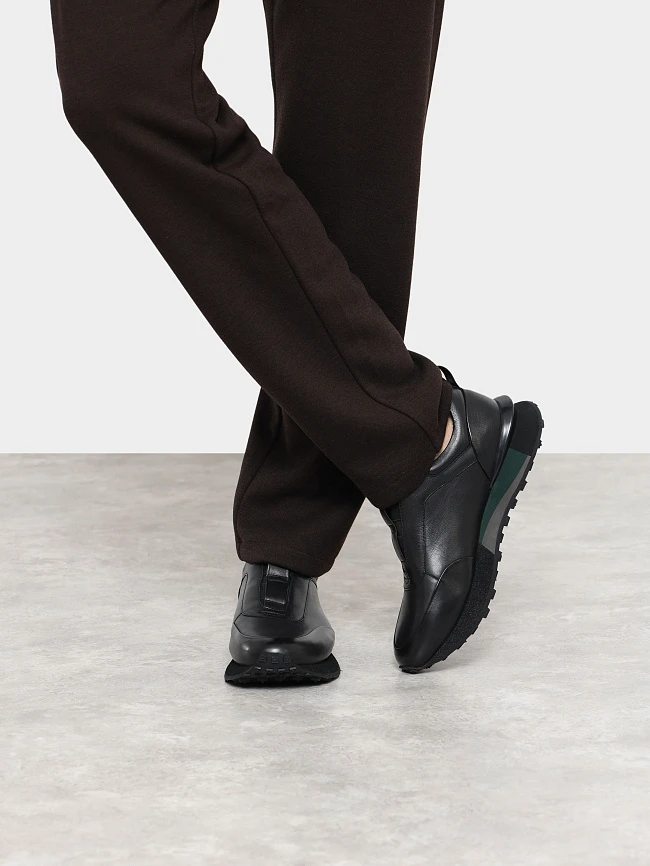 Кроссовки мужские демисезонные, цвет черный, натуральная кожа M1782006-1 | 9