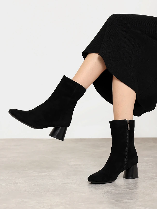 Полусапоги женские всесезонные, цвет черный, натуральный велюр 642223 | 7