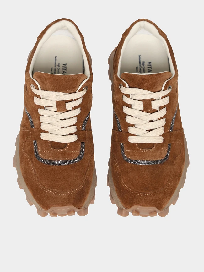 Кроссовки женские демисезонные, цвет коричневый, натуральный спилок 136585 | 5