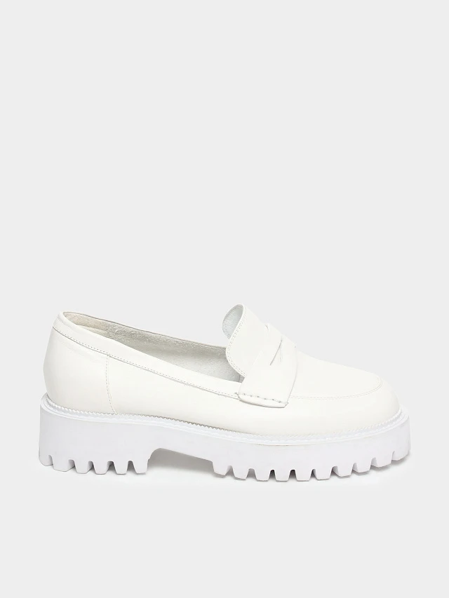 Лоферы женские всесезонные, цвет молочный, натуральная кожа 1013161 | 1