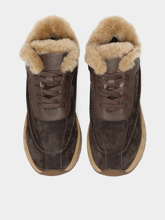 Кроссовки женские зимние, цвет коричневый, натуральный нубук/натуральная кожа и полимерные материалы/натуральный мех 24VC116M | 5