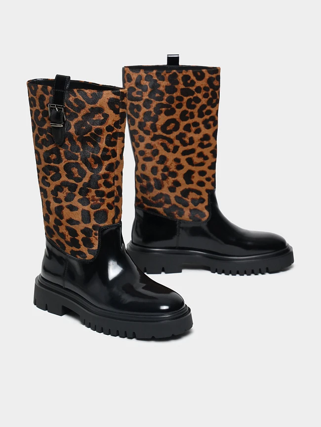 Сапоги женские демисезонные, цвет черный, натуральная масляная кожа/натуральный мех (пони) 1820966 | 3